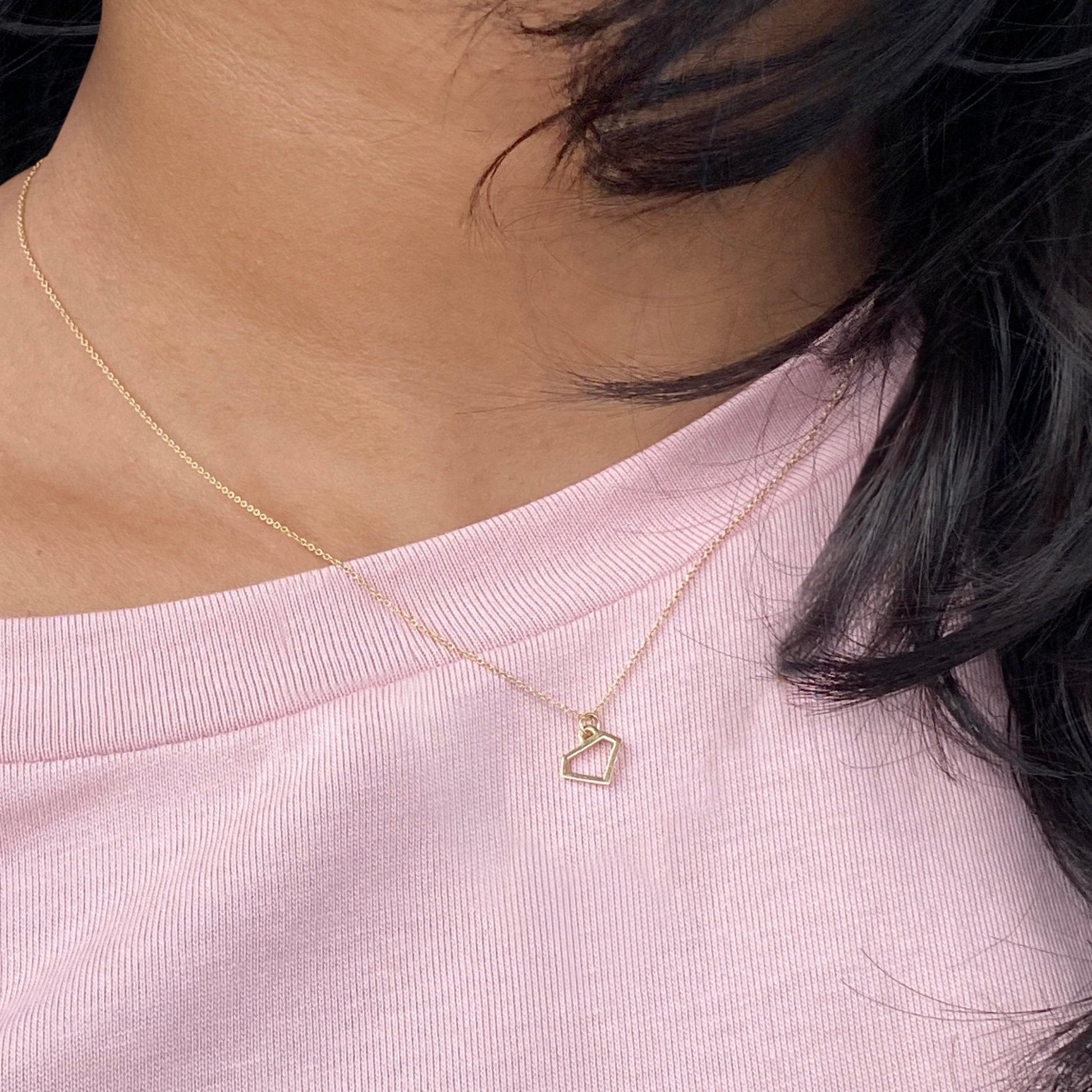 "Diamond" Necklace in Solid 14k Gold - Mazi New York-jewelry