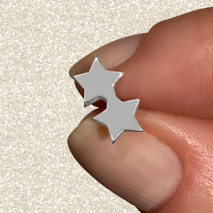 Double Star Earrings in Sterling Silver - Mazi New York-jewelry