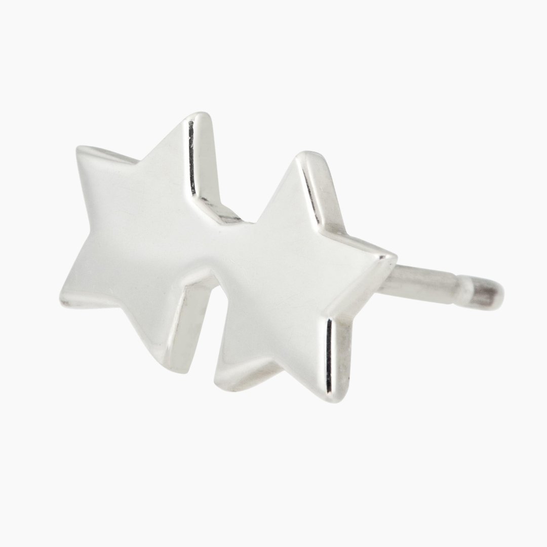 Double Star Earrings in Sterling Silver - Mazi New York-jewelry