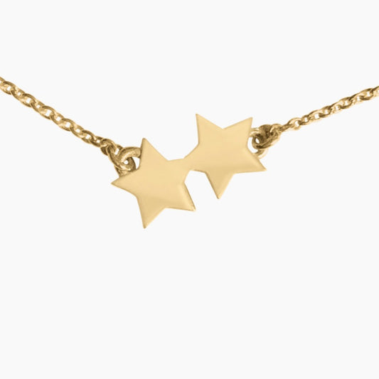 Double Star Necklace in 14k Gold - Mazi New York-jewelry