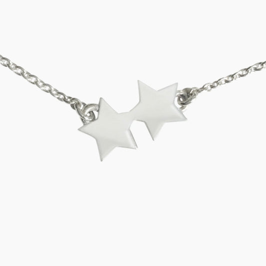 Double Star Necklace in Sterling Silver - Mazi New York-jewelry