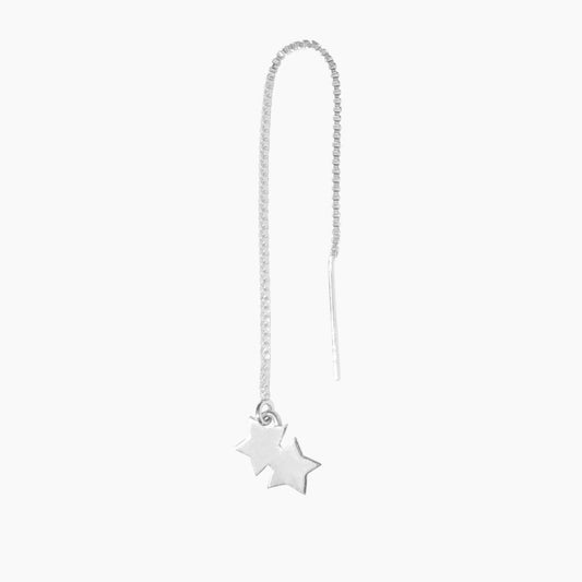 Double Star Threader Earring in Sterling Silver (single earring) - Mazi New York-jewelry