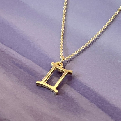 Gemini Sign Zodiac Necklace in 14k Gold - Mazi New York-jewelry