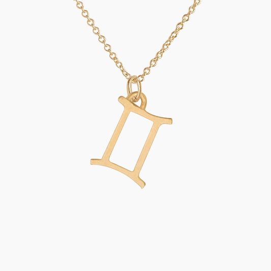 Gemini Sign Zodiac Necklace in 14k Gold - Mazi New York-jewelry