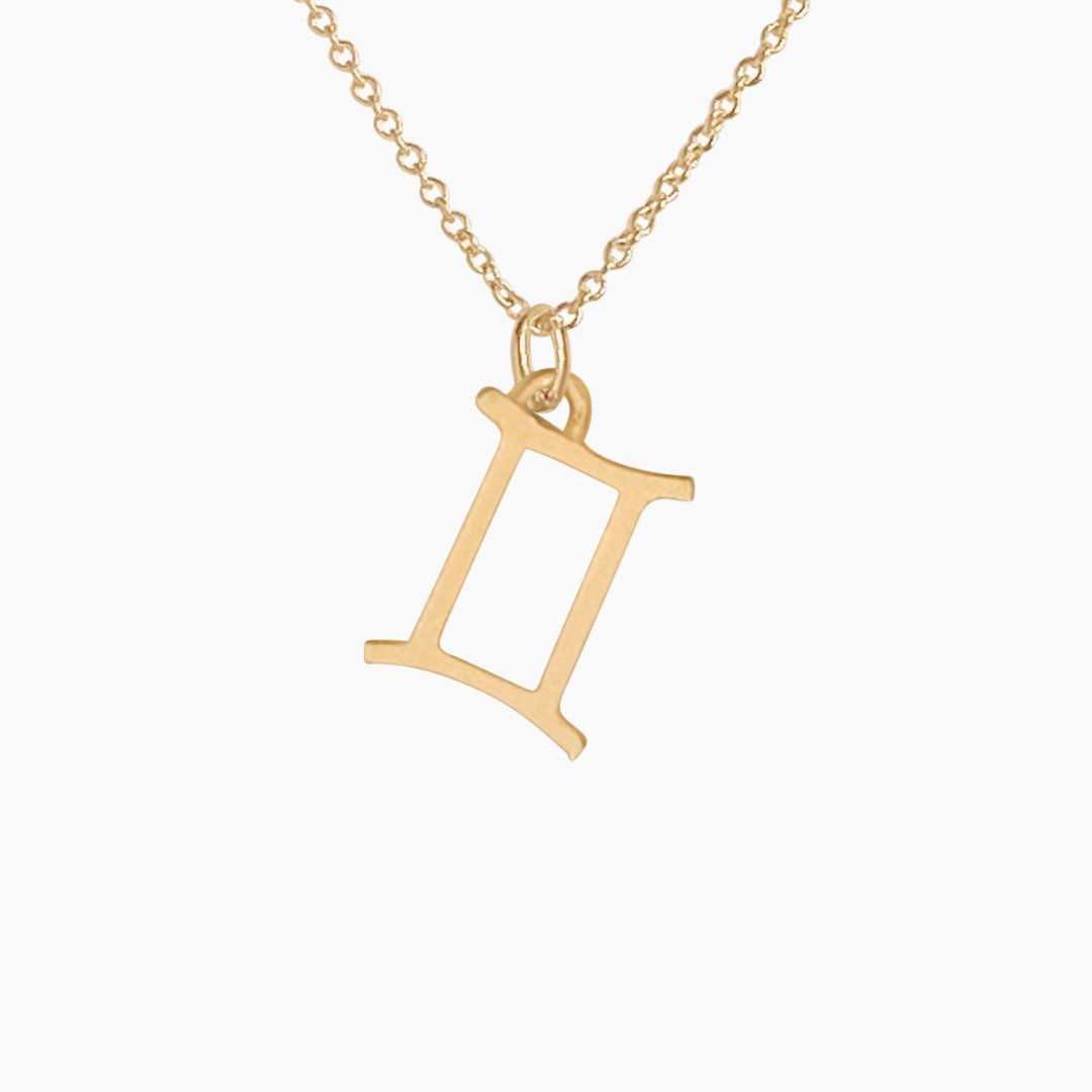Gemini Sign Zodiac Necklace in 14k Gold - Mazi New York-jewelry