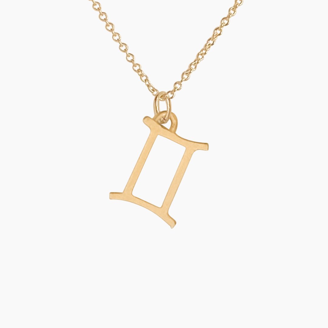 Gemini Sign Zodiac Necklace in 14k Gold - Mazi New York-jewelry