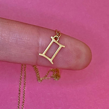 Gemini Sign Zodiac Necklace in 14k Gold - Mazi New York-jewelry