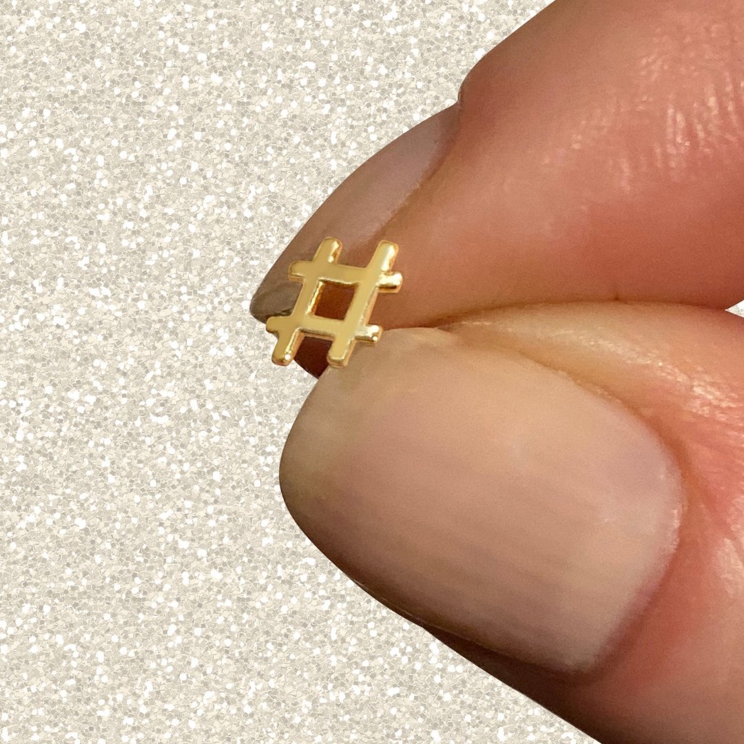Hashtag Earring in 14k Gold (single earring) - Mazi New York-jewelry