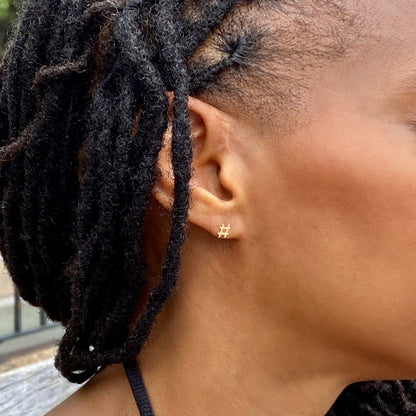 Hashtag Earring in 14k Gold (single earring) - Mazi New York-jewelry