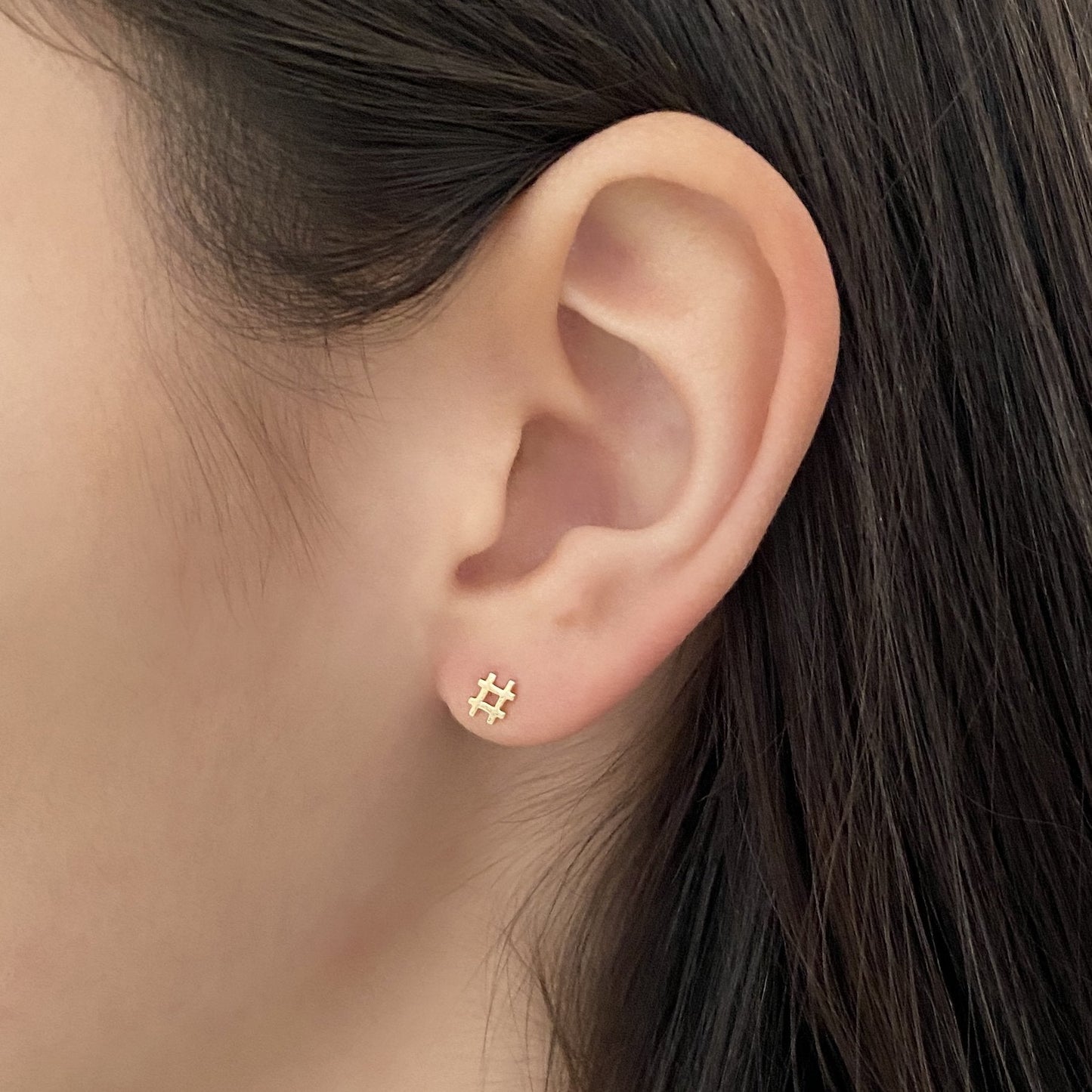 Hashtag Earring in 14k Gold (single earring) - Mazi New York-jewelry