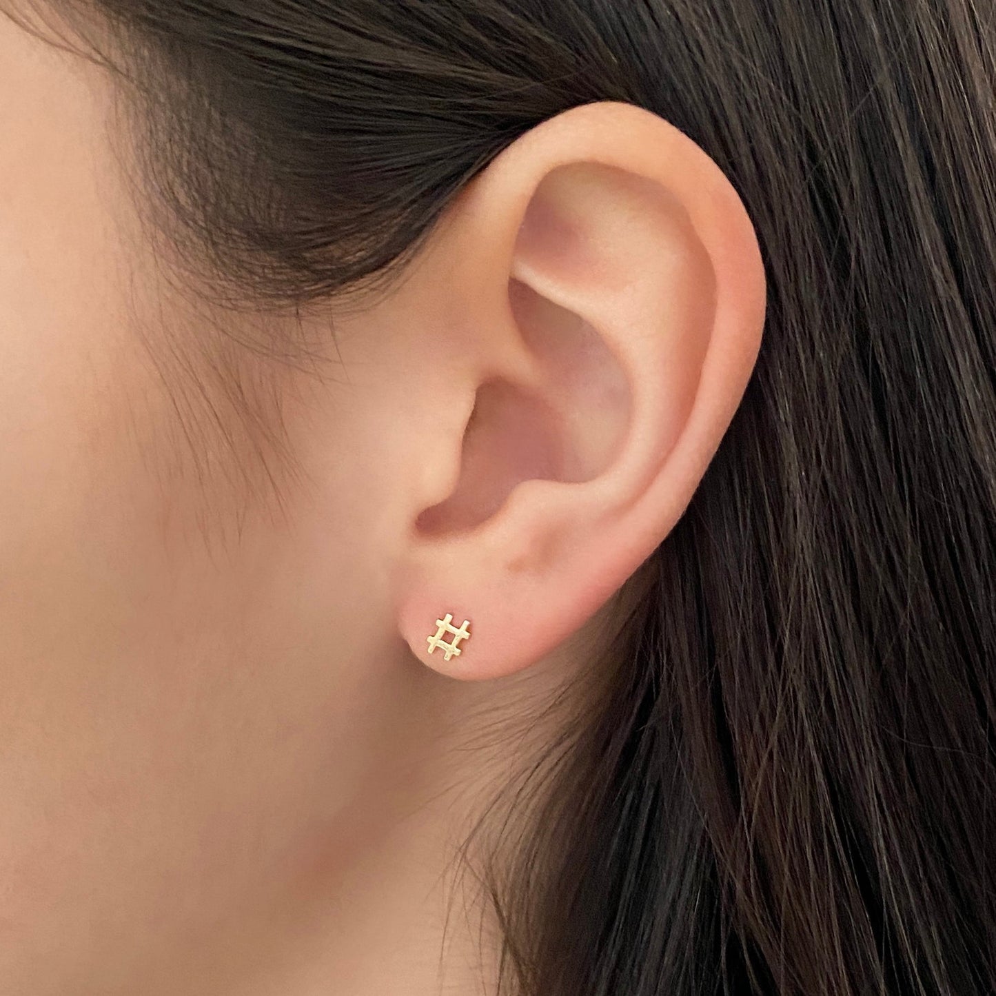 Hashtag Earrings in 14k Gold - Mazi New York-jewelry