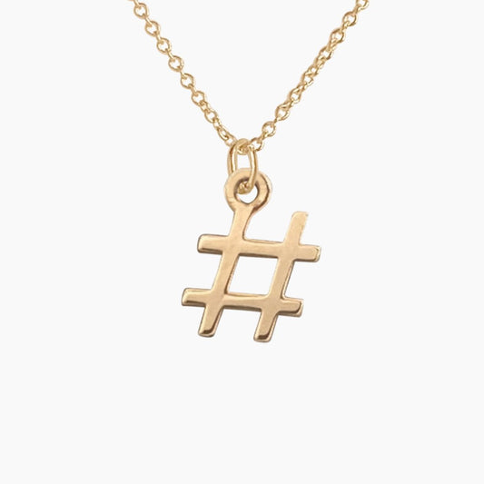 Hashtag Necklace in 14k Gold - Mazi New York-jewelry