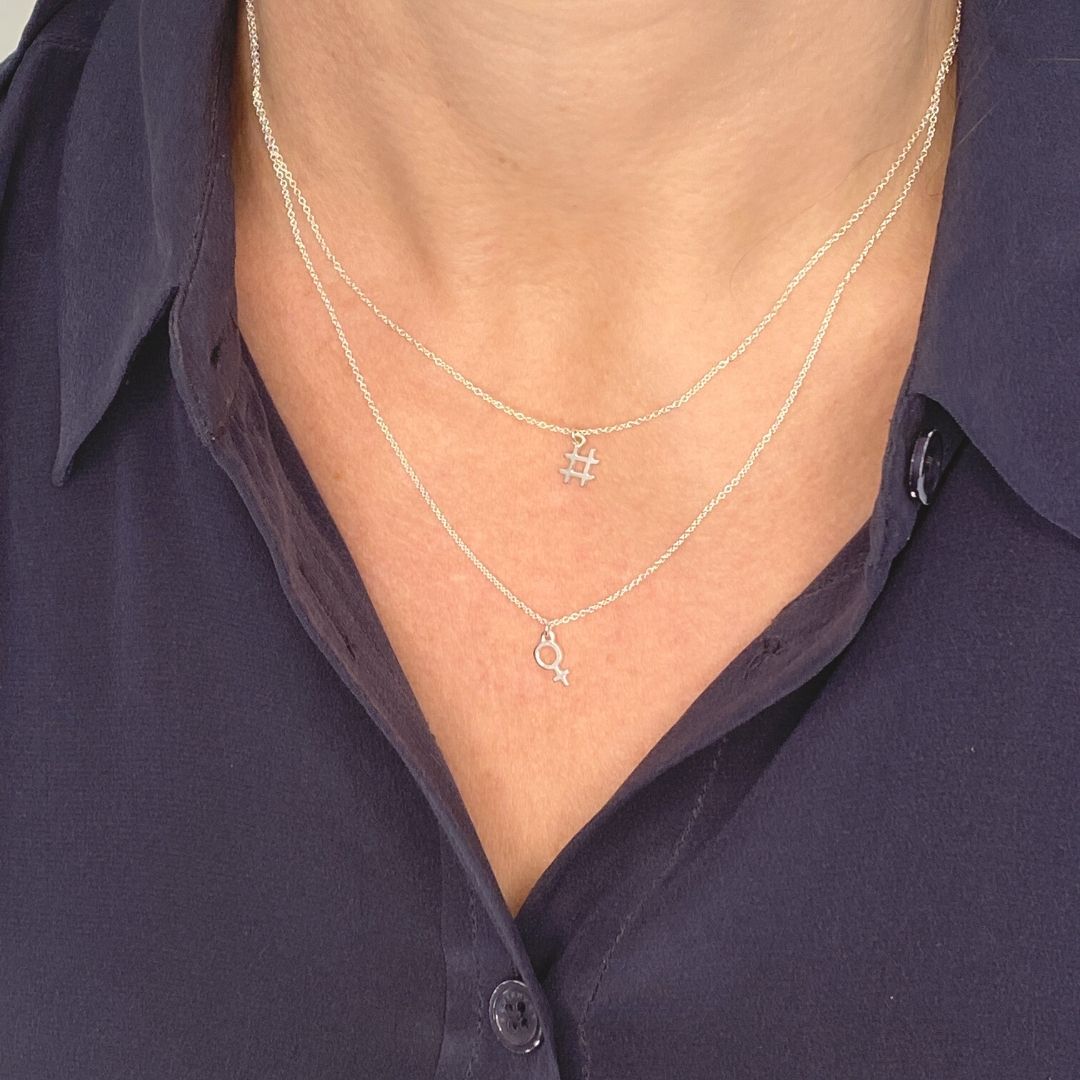 Hashtag Necklace in Sterling Silver - Mazi New York-jewelry