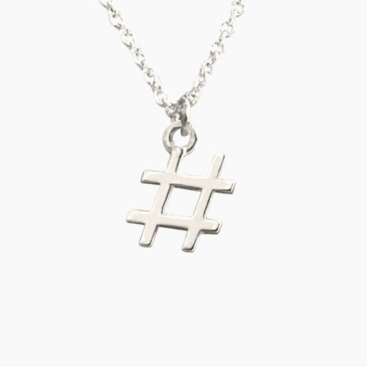 Hashtag Necklace in Sterling Silver - Mazi New York-jewelry
