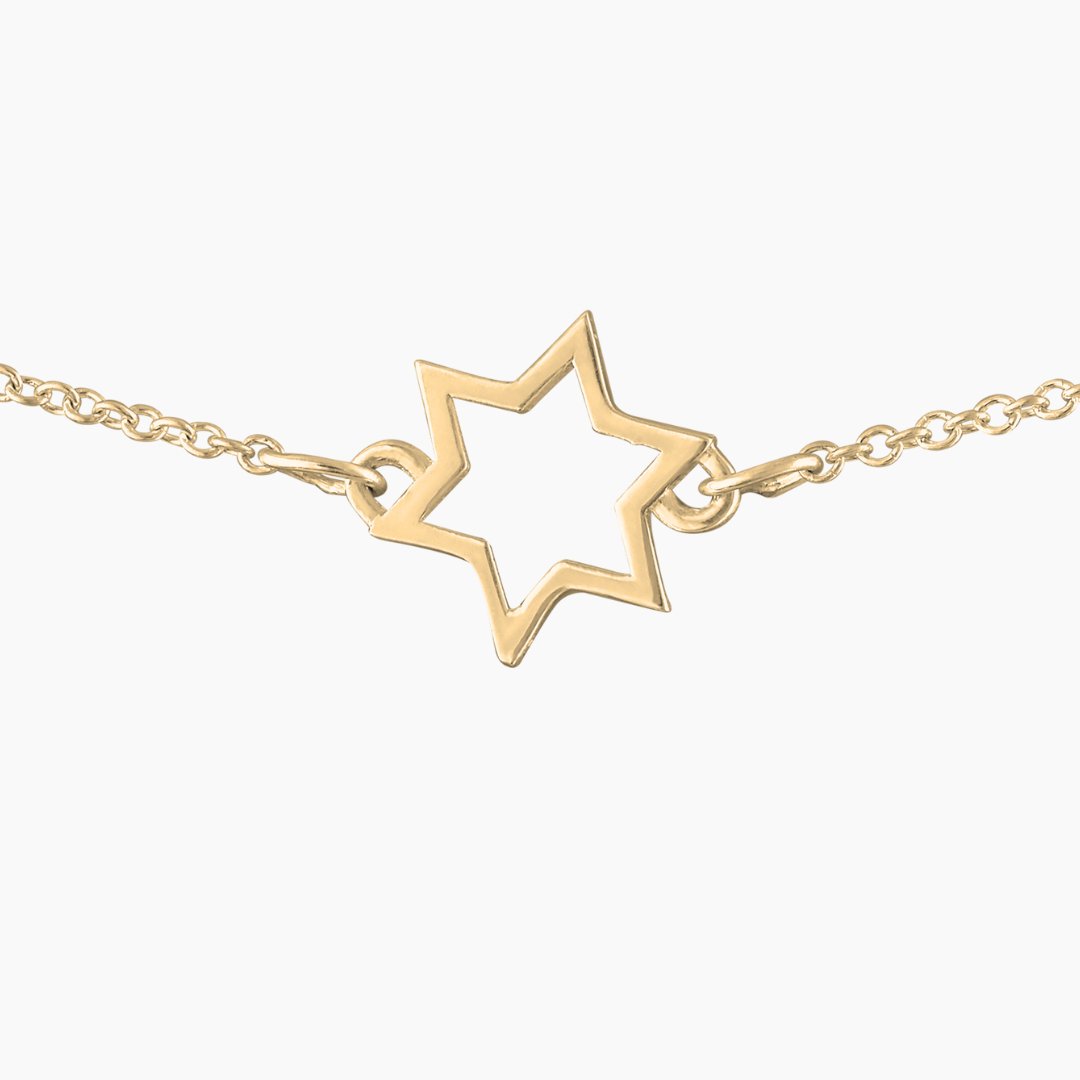 Inline Star of David Necklace in 14k Gold - Mazi New York Jewelry