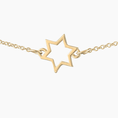 Inline Star of David Necklace in 14k Gold - Mazi New York Jewelry