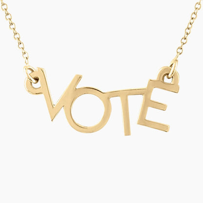 Let’s VOTE Necklace in 14k Gold - Mazi New York-jewelry