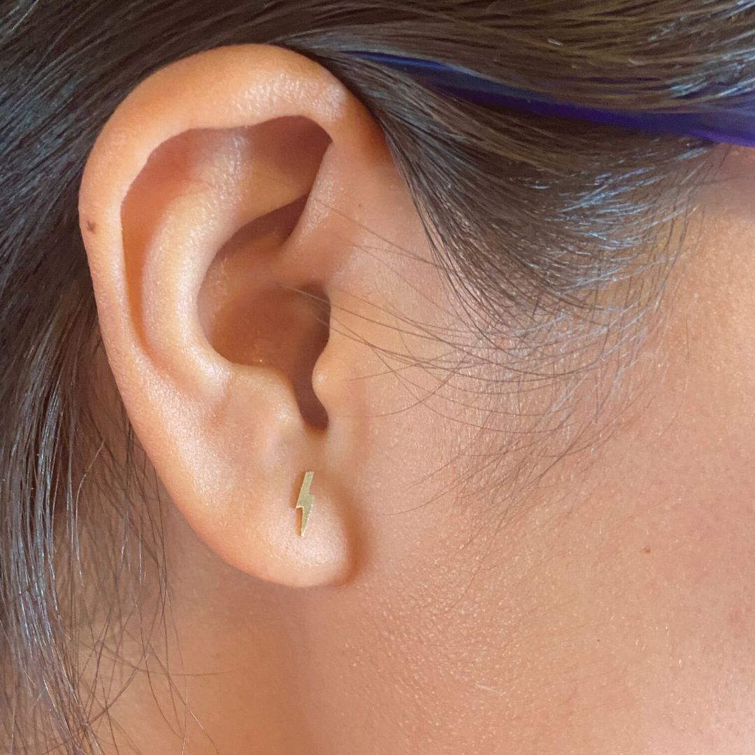 Lightning Bolt Earring in 14k Gold (single earring) - Mazi New York-jewelry