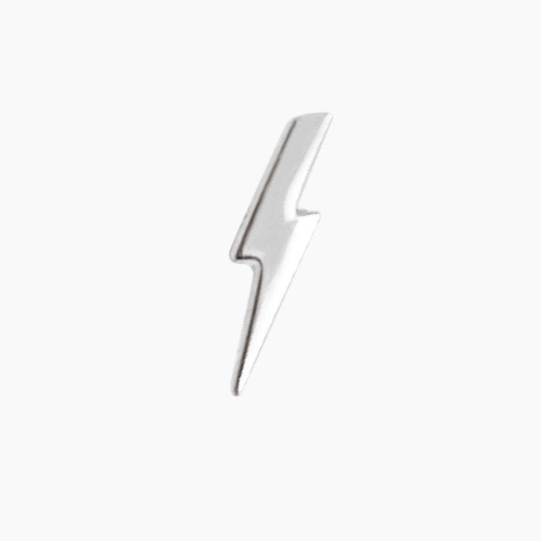 Lightning Bolt Earring in Sterling Silver (single earring) - Mazi New York-jewelry