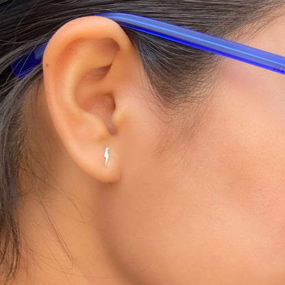 Lightning Bolt Earring in Sterling Silver (single earring) - Mazi New York-jewelry
