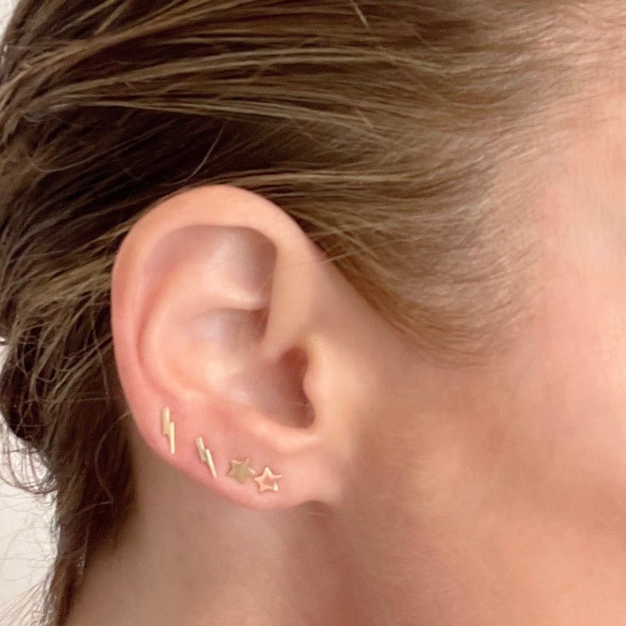 Lightning Bolt Earrings in 14k Gold - Mazi New York-jewelry