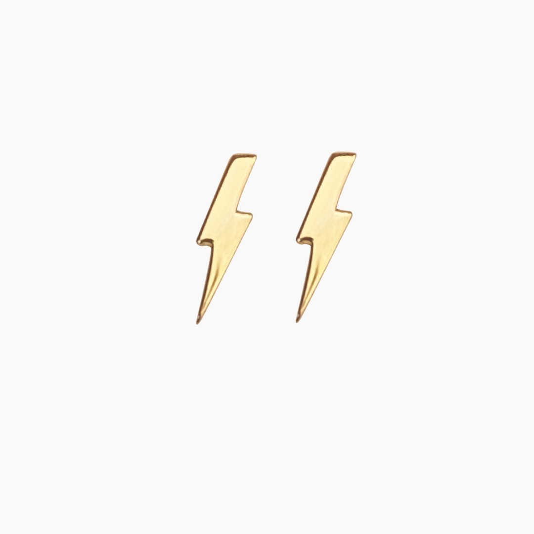 Lightning Bolt Earrings in 14k Gold - Mazi New York-jewelry