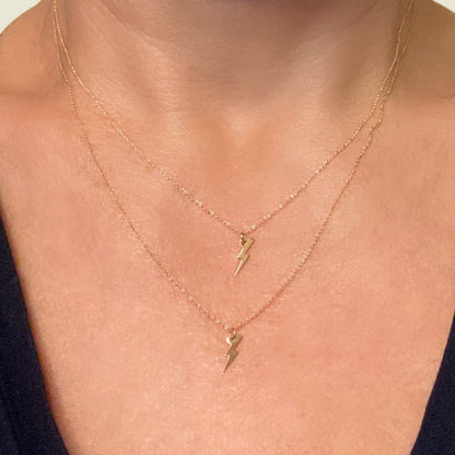 Lightning Bolt Necklace in Solid 14k Gold - Mazi New York-jewelry