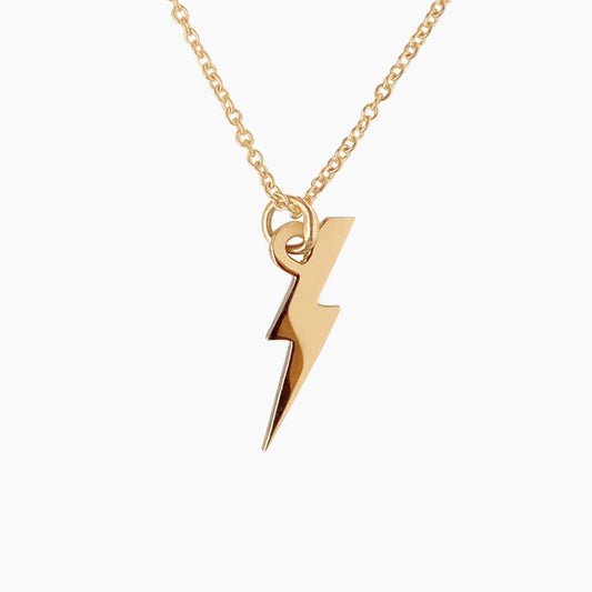 Lightning Bolt Necklace in Solid 14k Gold - Mazi New York-jewelry