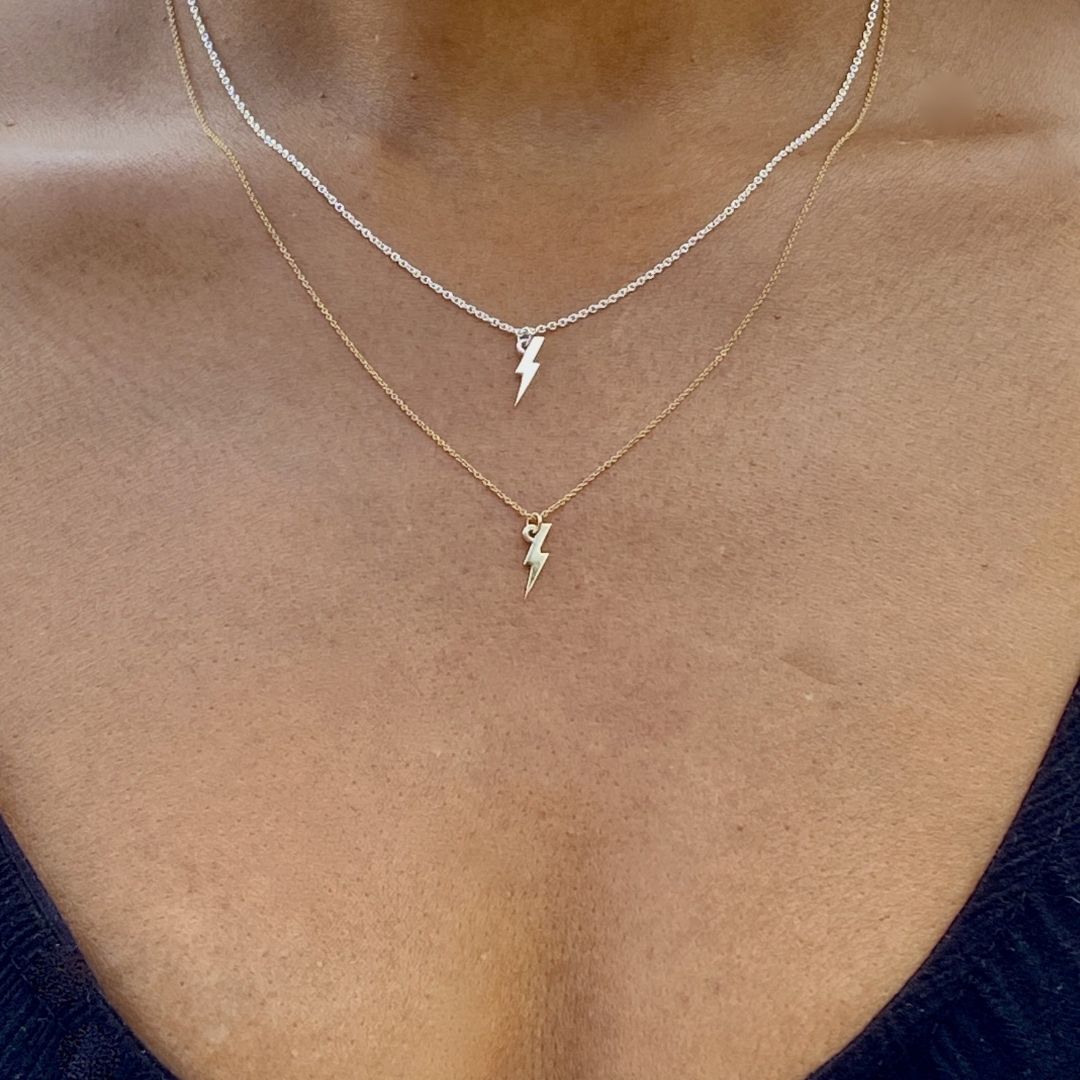Lightning Bolt Necklace in Sterling Silver - Mazi New York-jewelry