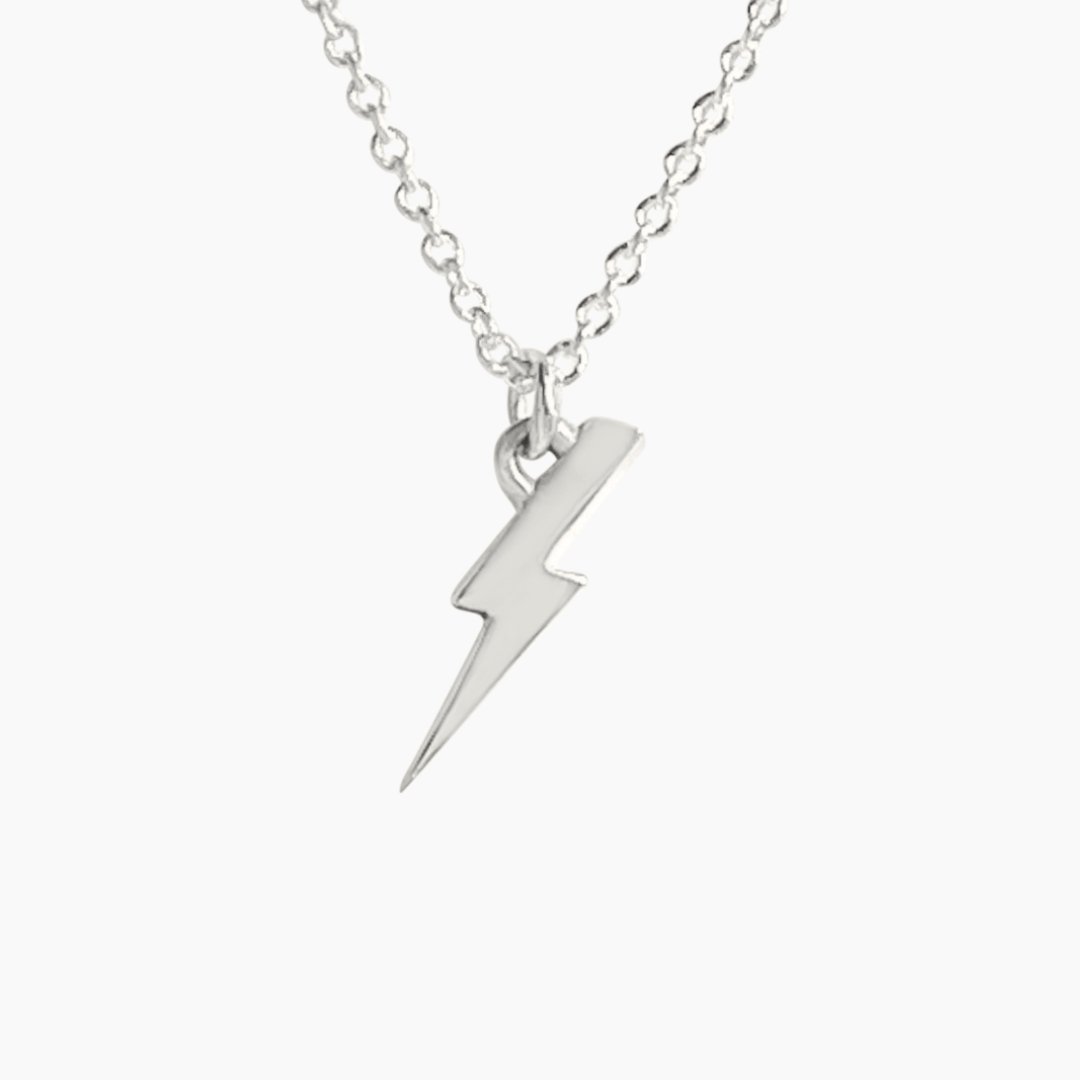 Lightning Bolt Necklace in Sterling Silver - Mazi New York-jewelry