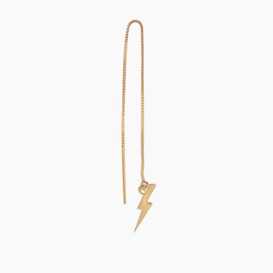 Lightning Bolt Threader Earring in 14k Gold (single earring) - Mazi New York-jewelry