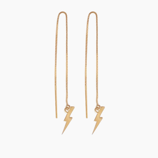 Lightning Bolt Threader Earrings in 14k Gold - Mazi New York-jewelry
