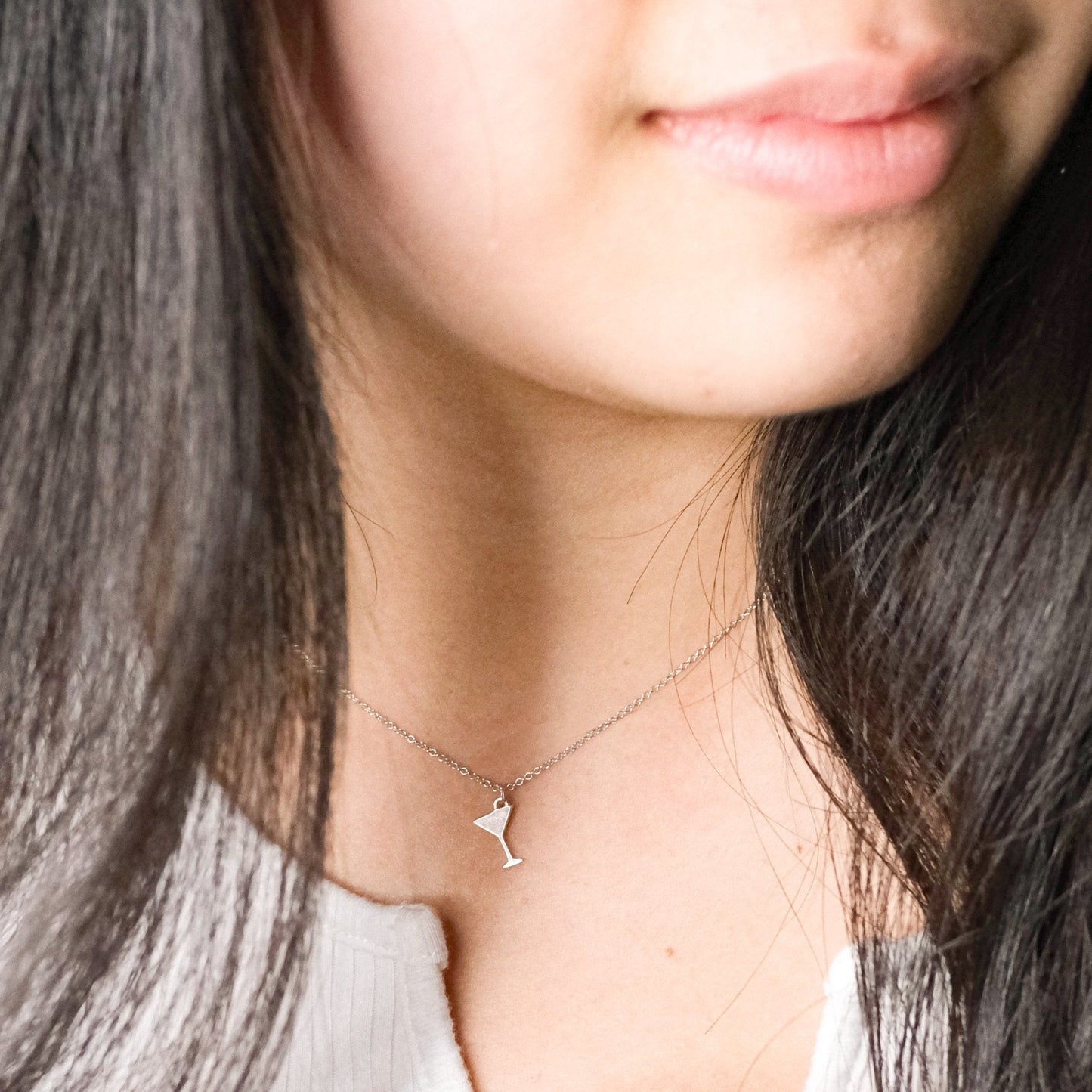 Martini Glass Necklace in Sterling Silver - Mazi New York-jewelry