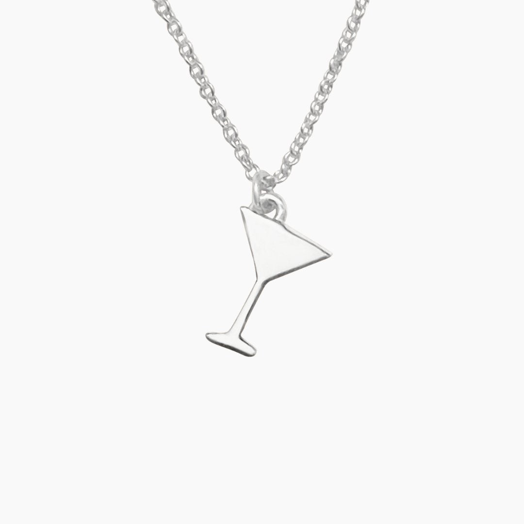 Martini Glass Necklace in Sterling Silver - Mazi New York-jewelry