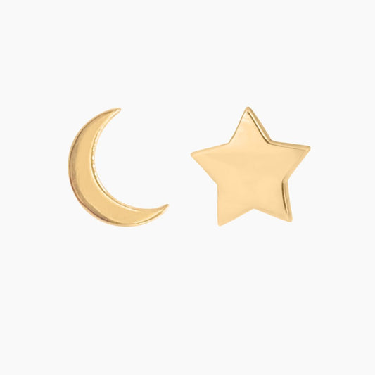 Moon + Star Earrings in 14k Gold - Mazi New York-jewelry