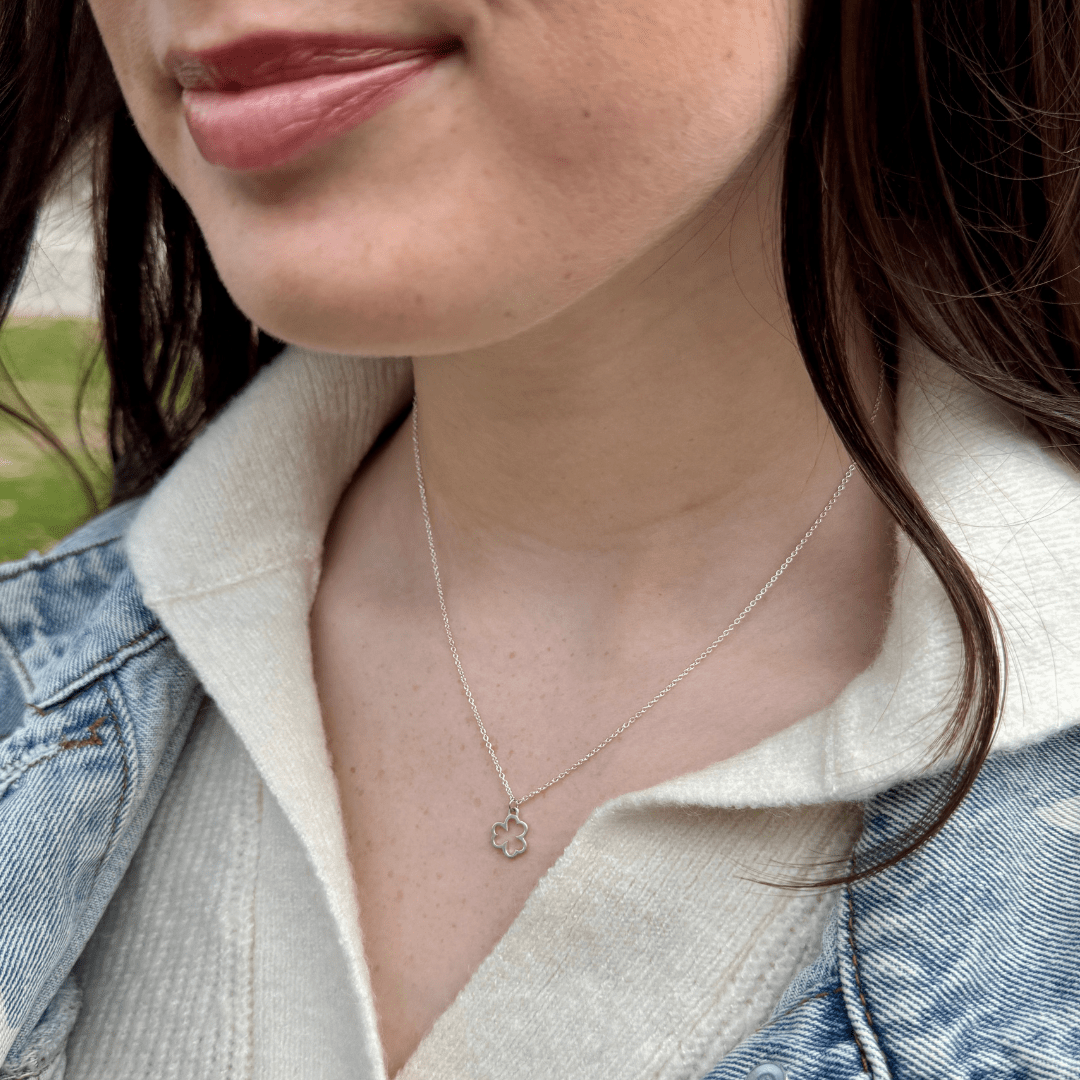Open Shamrock Necklace in Sterling Silver - Mazi New York Jewelry