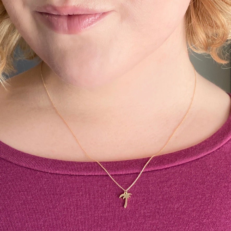 Palm Tree Necklace in 14k Gold - Mazi New York-jewelry