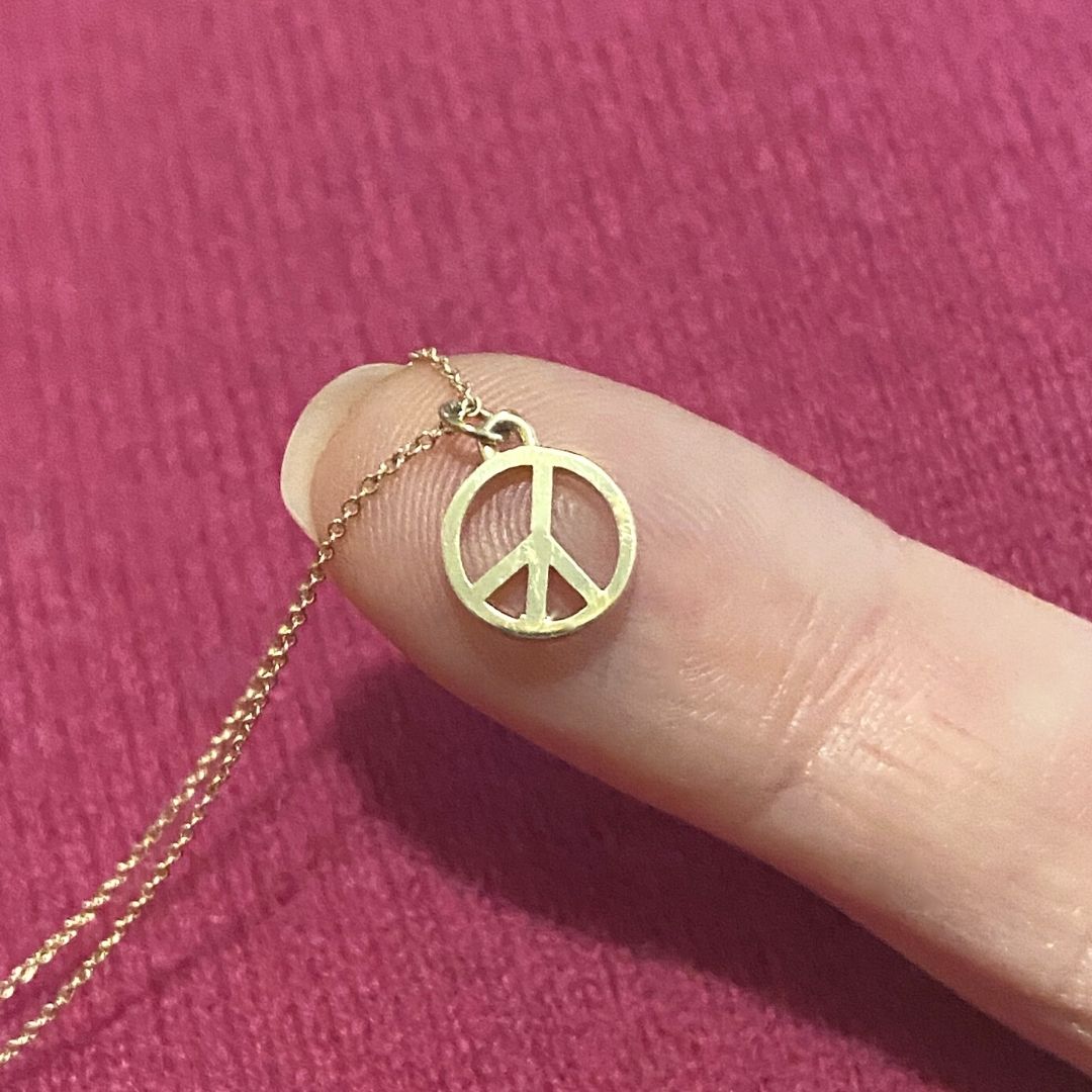 Peace Sign Necklace in 14k Gold - Mazi New York-jewelry