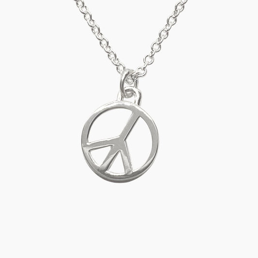 Peace Sign Necklace in Sterling Silver - Mazi New York-jewelry