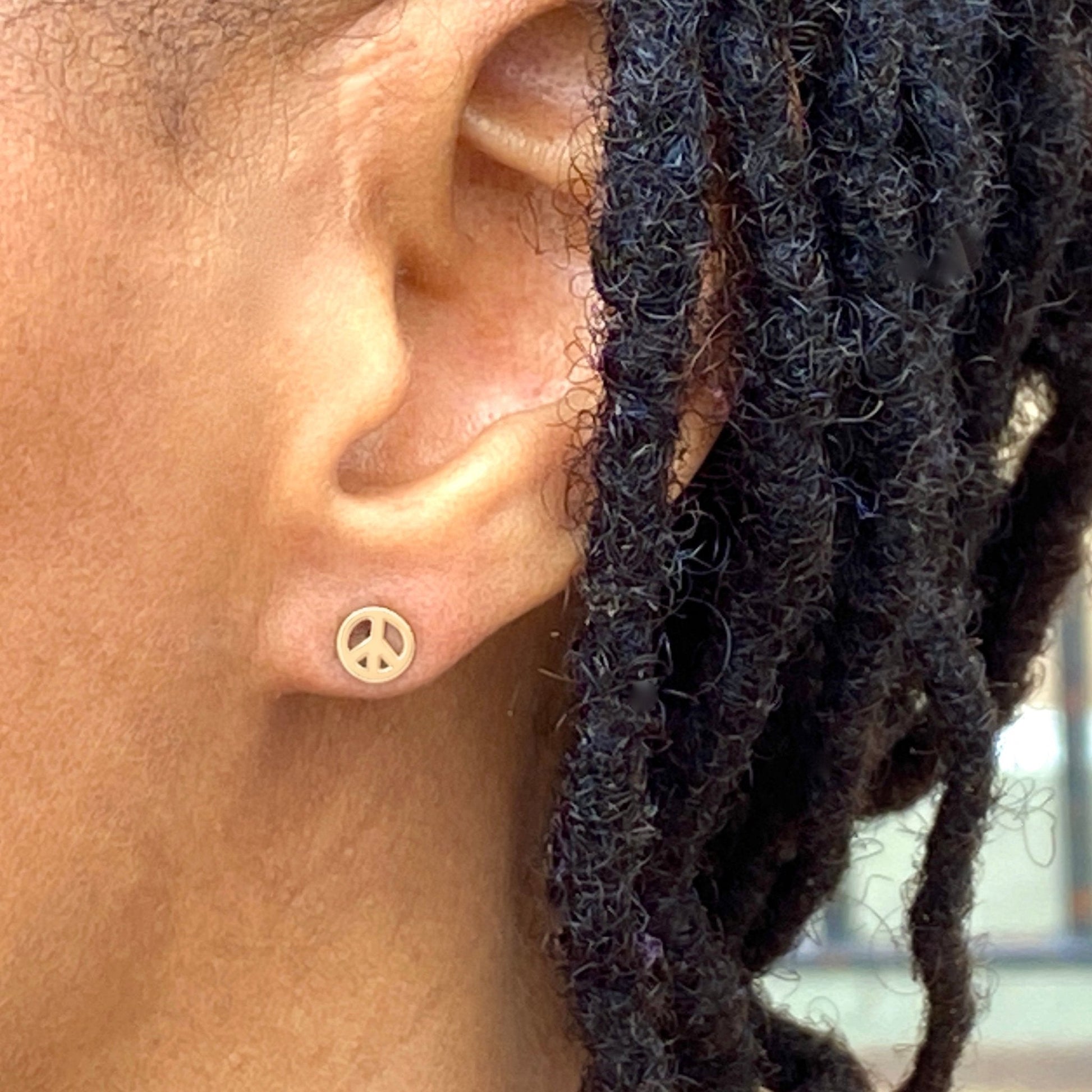 Peace Symbol Earrings in 14k Gold - Mazi New York-jewelry
