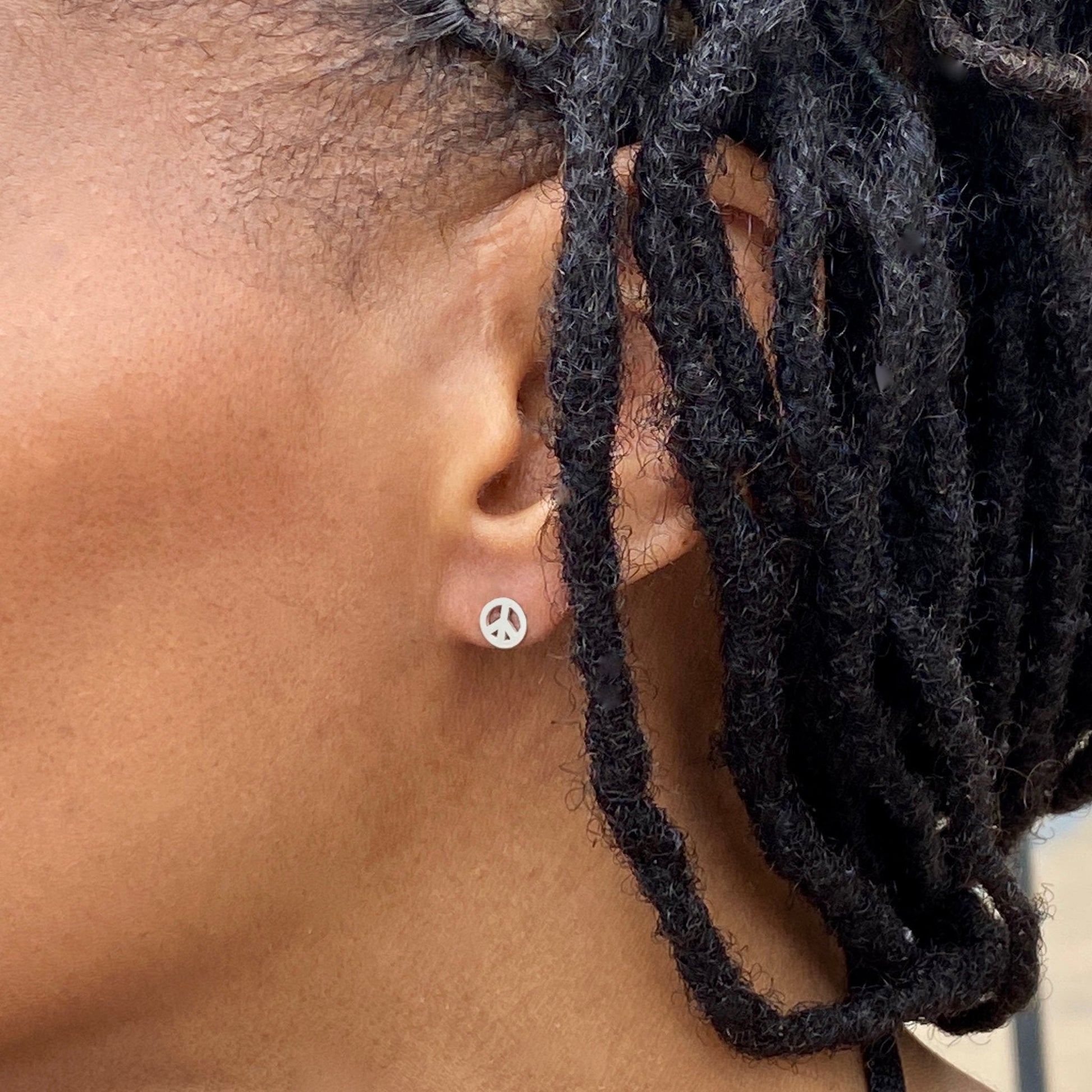 Peace Symbol Earrings in Sterling Silver - Mazi New York-jewelry