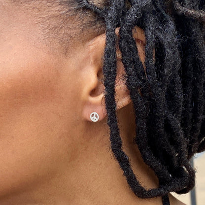 Peace Symbol Earrings in Sterling Silver - Mazi New York-jewelry
