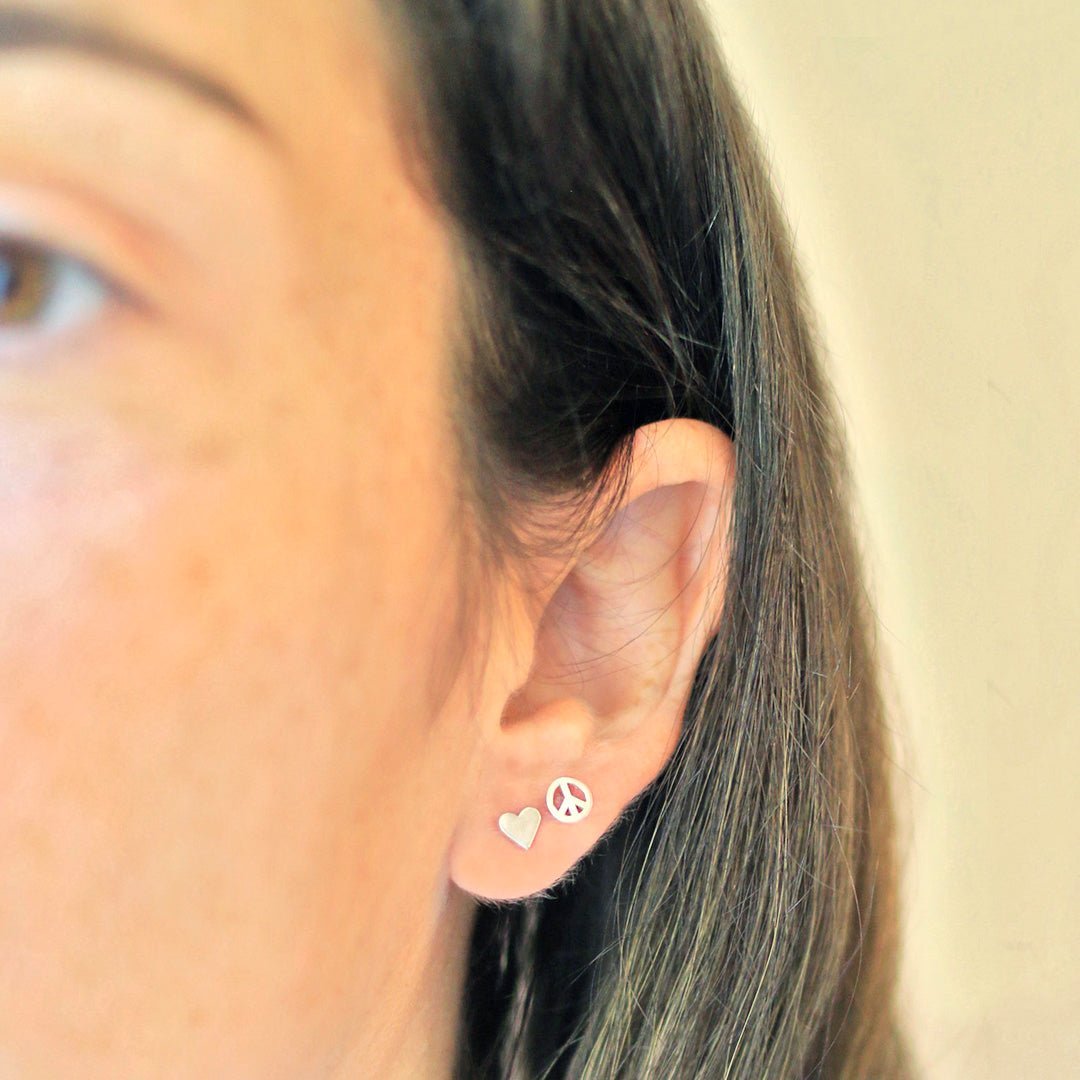 Peace Symbol Earrings in Sterling Silver - Mazi New York-jewelry