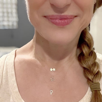 Saturn Charm Necklace in 14k Gold - Mazi New York-jewelry