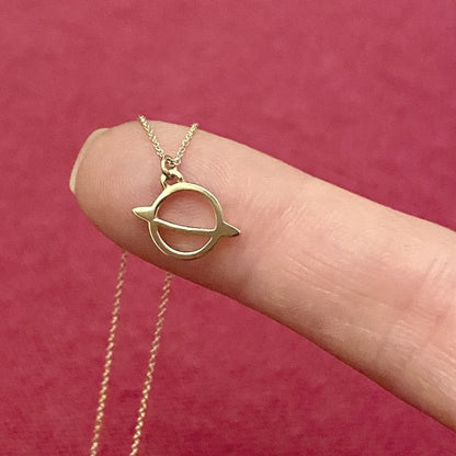 Saturn Charm Necklace in 14k Gold - Mazi New York-jewelry