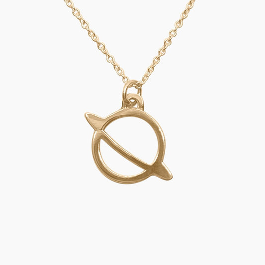Saturn Charm Necklace in 14k Gold - Mazi New York-jewelry