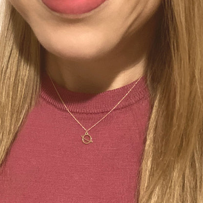 Saturn Charm Necklace in 14k Gold - Mazi New York-jewelry