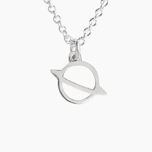 Saturn Charm Necklace in Sterling Silver - Mazi New York-jewelry