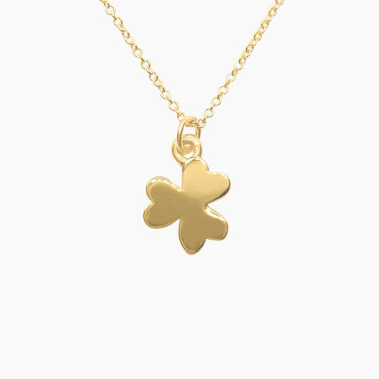 Solid Shamrock Necklace in 14k Gold - Mazi New York-jewelry