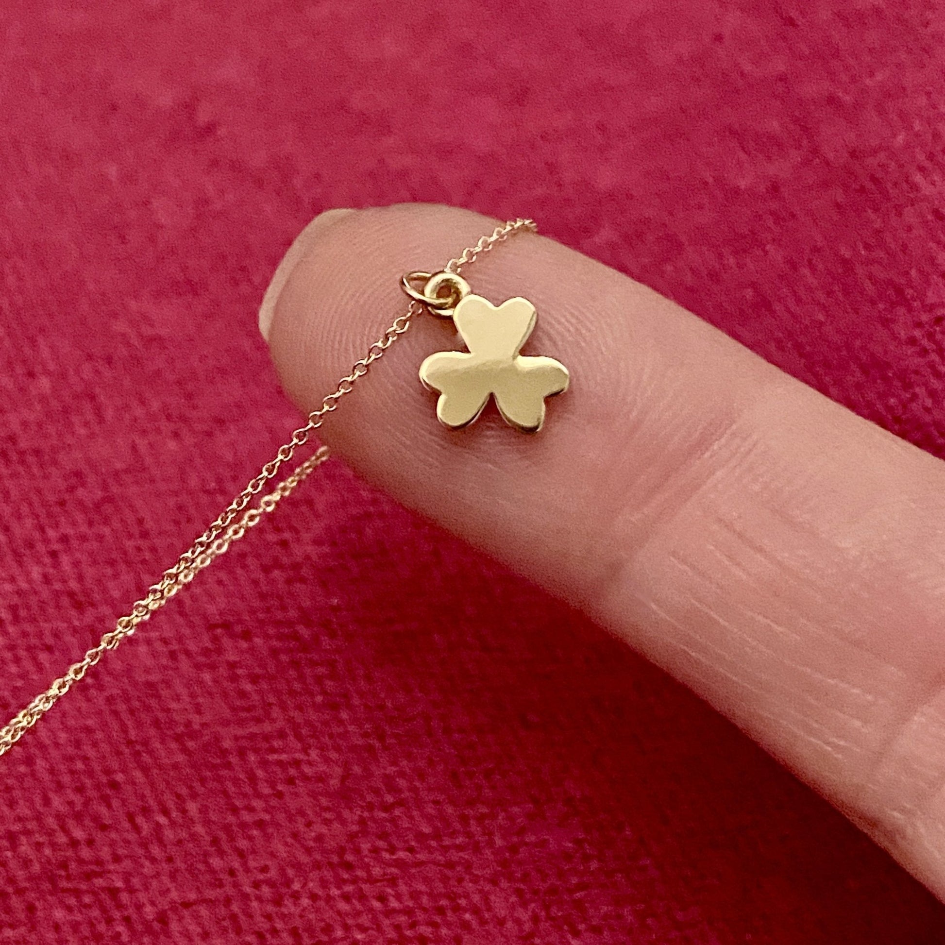 Solid Shamrock Necklace in 14k Gold - Mazi New York-jewelry